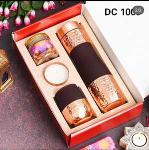 Trendy New Elegant 1000ml Botella de agua de cobre Ayurvedic Cobre puro con vidrio para la salud consciente - Product Image 1