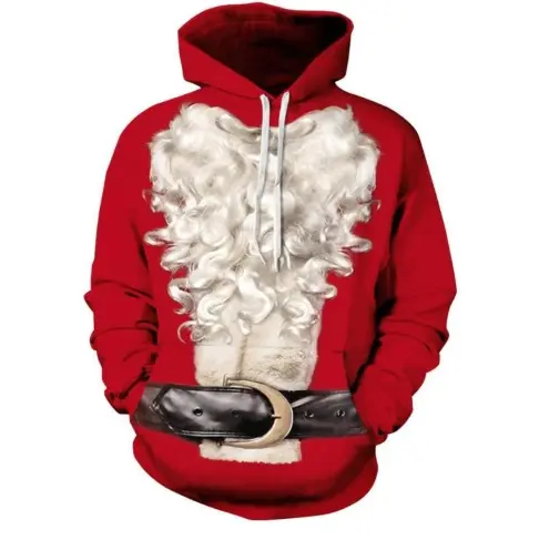 Xmas Sale Santa discount Men Hoodie High Quality Christmas Sublimated Pullover Men's Hoodie Quantity EM Customized