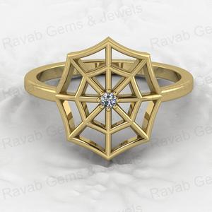 แหวนดีไซน์เนอร์ขายดี แหวนนิรันดร์สำหรับผู้หญิง เงินแท้ 925 ชุบทองคำแท้ ประดับเพชรซิคอนลายใยแมงมุม ทันสมัย เหมาะสำหรับงานแต่งงาน แหวนสั่งทำพิเศษ - Product Image 1