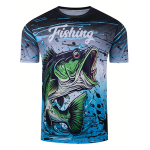 Chemise de pêche pour homme grande taille, imprimée par sublimation, séchage rapide, spandex/polyester, vente en gros, vêtements de pêche personnalisés - Product Image 1