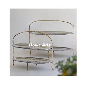 Plateau à gâteau à 2 étages de conception la plus récente avec plateau de service pour collations en acier inoxydable de la meilleure qualité par Home Arts - Product Image 4