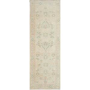 Tapis Aalam Jaipur US Pae-881 en laine verte nouée à la main avec motif floral pour usage domestique - Product Image 1