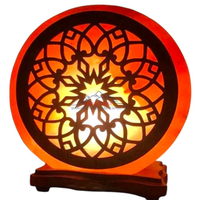 Lámpara de Sal del Himalaya al por Mayor con Base de Madera Tallada con Corte Láser 3D, Ecológica, Amor Feng Shui, Certificación ISO, Precio Directo de Fábrica