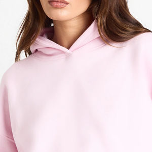 Sweat à capuche court léger pour femme avec ourlet côtelé et manches longues, matière respirante pour l'extérieur, service OEM 2026 - Product Image 2