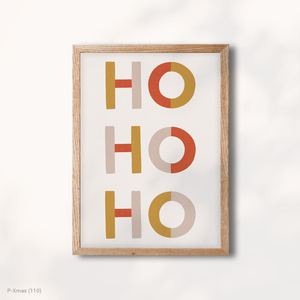 Warm Tones Modern HO HO HO Christmas HD Canvas Wall Decor with Wood <b>Frame</b> - Product Image 1