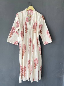 Robe longue d'été pour femmes robe en coton imprimée à la main robe de soirée indienne - Product Image 2