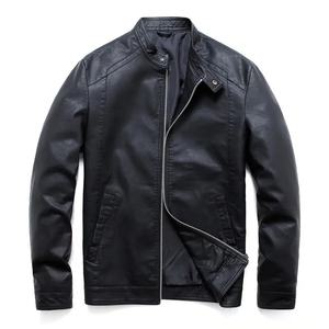 Chaqueta bomber de cuero para hombre de motocicleta de fabricante personalizado chaqueta de cuero con cuello levantado para hombre - Product Image 2