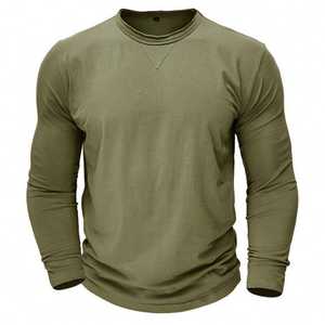 Camiseta de Manga Corta para Hombre, Talla Grande, Estilo Europeo Americano, Tejida, 100% Algodón, Transpirable, de Secado Rápido, Diseño Básico con Cuello Redondo, para Otoño e Invierno - Product Image 1