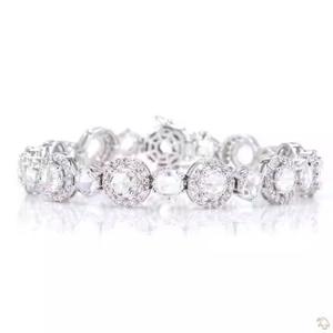 Pulsera de tenis de oro de 14 quilates Estilo brazalete con patrón de bloqueo Uso diario Pulseras de moissanita Regalo de tendencia - Product Image 1