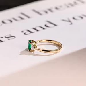 10K/14K/18K or massif certifié IGI laboratoire cultivé émeraude bague de fiançailles trillion Accent cadeau d'anniversaire pour femme trois anneaux - Product Image 3