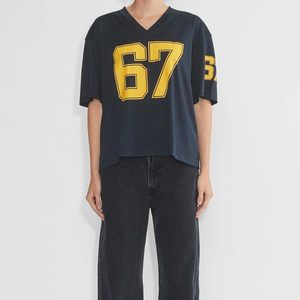 Best Selling Women V-Neck Oversized Football Jersey Breathable <b>Printed</b> Jersey Fashion Oversized Jersey Comfortable and Stylish - Product Image 4