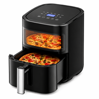 Friteuse à air intelligente Alpha Hot avec écran tactile, 3L, 4.5L, 5L, 6L, fenêtre visible, 1200W, sans huile, électrique, pour la cuisine à domicile