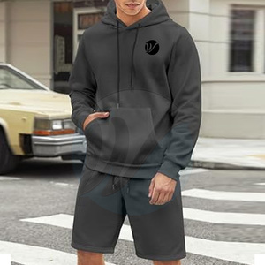 Respirant léger hiver à capuche hommes sweats à capuche ensemble court marque privée en gros pour adultes - Product Image 2