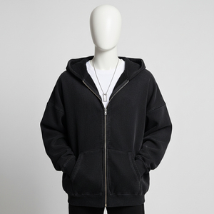 Sweat-shirts à capuche rouges entièrement zippés, design personnalisé, broderie, teinture unie, molleton de coton d'hiver, haute qualité, streetwear, mode unisexe - Product Image 1