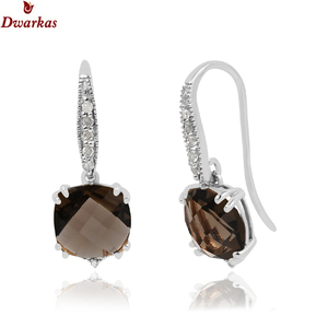 Pendientes colgantes multipiedra de Plata de Ley 925 con piedras preciosas naturales brillantes, CZ de cuarzo ahumado de alta calidad para regalo de fiesta para mujer - Product Image 1