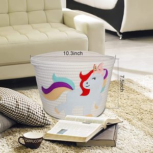 Unicorn <b>Basket</b> Cotton <b>Rope</b>, Large Blanket <b>Basket</b> <b>Laundry</b> Hamper for Throws, Pillows, Blanket OEM Made in Vietnam - Product Image 2