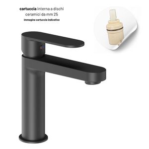 Miscelatore lavabo monouso in ottone 25 mm cartuccia e 1.1/4 Pop-Up nero opaco una serie di rubinetti da bagno e doccia - Product Image 3