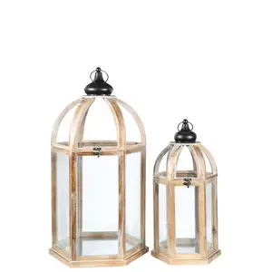 Hexagonal Style Candle Holder Lantern Set Of 2 Feature A Metal Finial Top Are Perfectly Proportioned To Fit Every Aesthetic Need