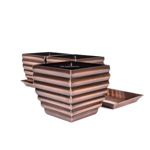 Ensemble de pots de fleurs en cuivre de style ferme avec plateau pots de fleurs vintage en métal galvanisé pour décoration intérieure et extérieure - Product Image 5