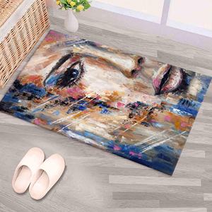 Tapis moderne coloré imprimé en 3D, tapis de salle à manger avec portrait abstrait de femme, tapis doux non tissé - Product Image 5