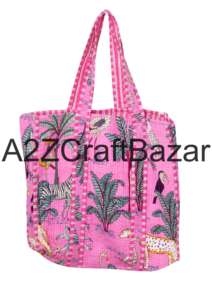 Sac fourre-tout grand format en coton 100% rayé, fait main en Inde, avec longue poignée, pour femme, idéal pour les voyages, les courses, le travail et l'usage quotidien. - Product Image 2