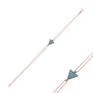 Forma de triángulo piedra turquesa pulsera de diseño 925 turco hecho a mano de la plata esterlina 925 al por mayor de pulsera de mujer - Product Image 1