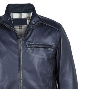 Chaqueta de cuero ajustada de invierno para hombre con diseño personalizado, transpirable, cuello redondo, cierre de cremallera, tela de lona - Product Image 4