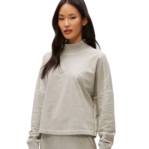 Women <b>Mock</b> <b>Neck</b> Full Sleeve <b>Top</b> Slim Fit Stretch Casual Wear Autumn Winter T-Shirt - Product Image 1