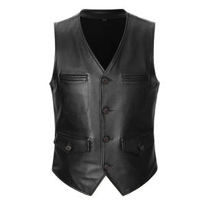 Gilet en cuir de la meilleure qualité pour hommes élégants prix de gros gilet en cuir pour hommes personnalisé et confortable - Product Image 1