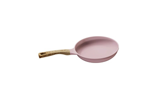 Poêle à frire moderne en alliage d'aluminium rose avec manche en bois, revêtement antiadhésif multicouche, compatible induction et gaz - Product Image 5