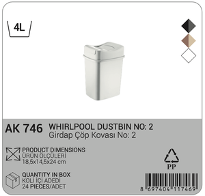 4L Capacity <b>Compact</b> Plastic Trash Can Hinged Lid Standing Eco-Friendly <b>Slim</b> Design Home Office Kitchen Bathroom Waste Management - Product Image 2