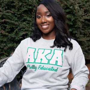 Grec gris KAKA sororité sweat vert rose lettres fini il imprimer pull en coton confortable pour les femmes collège Style Streetwear - Product Image 2