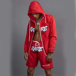 Venta caliente Jogger Windbreaker Suit 2 piezas Nylon Jacket Shorts Set Mujeres Sweat suit Workout Men Track Suits - Product Image 4