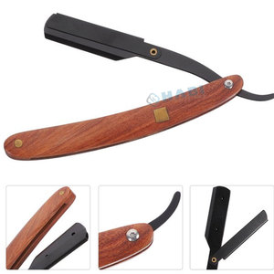 Rasoir avec logo personnalisé manche en bois incurvé pour barbier rasage rasoir droit motif araignée pour salon nettoyage du visage rasoir pliant - Product Image 2