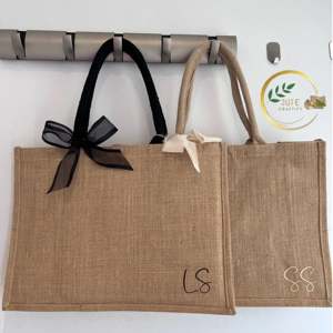 Vente en gros Sacs fourre-tout en jute imperméables et écologiques avec couleur et logo personnalisés Sacs-cadeaux promotionnels à bas prix - Product Image 1