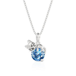 Collier Jeulia Hug Me Sassy Cat en acier inoxydable plaqué or avec pierre de naissance - Product Image 1