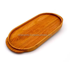 Taille personnalisée 100% plateau de service en bois de qualité à l'exportation forme ovale plateau de nourriture de cuisine en bois naturel prix bon marché - Product Image 3