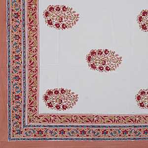 Mantel de mesa de comedor Bloque de mano Impreso 100% Mantel de algodón Diseños exquisitos Cubierta de mesa de algodón bordada para la venta - Product Image 4