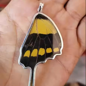 Colgante de alas de mariposa natural Collar de Plata de Ley 925 Colgante Plata hecha a mano Natural para usos multiusos Precio de fábrica - Product Image 1