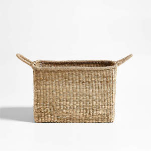 W39 D26 H25 cm Multifunction <b>Storage</b> <b>Baskets</b>, Many Sizes <b>Seagrass</b> <b>Baskets</b> Handles for Home Hotel Office Made in Vietnam - Product Image 1