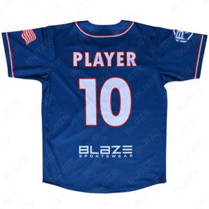 เสื้อเบสบอล Blaze Citrus สำหรับผู้ชาย คอวี แขนสั้น ผ้าตาข่ายระบายความชื้น รุ่น Player 10 พิมพ์ลายสกรีน สีน้ำเงิน - Product Image 4