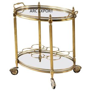 Joli chariot de service de couleur orange avec 2 niveaux Antique moderne Unique décor à la maison chariot de service pour les fournitures d'accessoires d'hôtel - Product Image 5