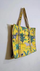 Elegante bolso de mano de algodón para mujer, ligero, reutilizable, diseño de Estampado de jungla, bolso de hombro para compras y viajes a la playa - Product Image 5