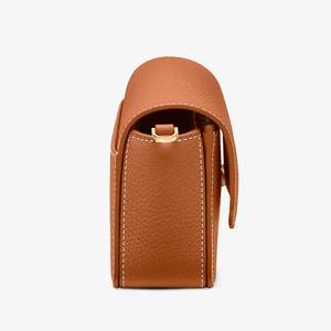 Bolso Bandolera de Cuero Genuino para Mujer, Diseño Minimalista con Patrón de Lichee, Correa Única, Cierre de Broche, Color Bronceado, para Uso Diario en Todas las Estaciones - Product Image 3