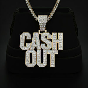 Pendentif Lettre en Argent Sterling 925 Plaqué Rhodium et Or 14K avec Moissanite, Style Hip Hop, Idéal pour Cadeau Unisexe et Soirées - Product Image 1