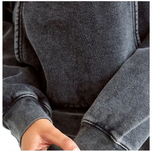 Sweats à capuche pour femmes à épaules tombantes, logo personnalisé sur le devant, 100% coton, écologique, surdimensionné, manches longues, décontracté, sweats à capuche pour femmes d'hiver - Product Image 4