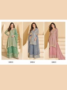 Nuevo diseñador pesado bordado lentejuelas trabajo Sharara conjunto fiesta desgaste superior Palazzo y Dupatta vestido elegante traje a precio al por mayor - Product Image 3