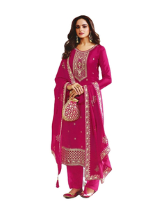 Chemise brodée de style indien pakistanais devant le filet avec bordure brodée et fentes chemise en dentelle devant la main Khaddi pur coton - Product Image 1