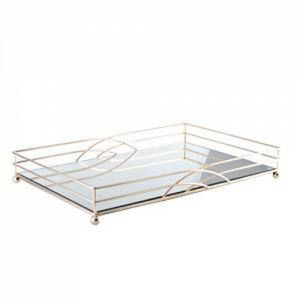 Best Selling Elegant Round Black Metal <b>Mirror</b> <b>Tray</b> With Circular Openwork Design For Home Decor And Tabletop Display Best Price - Product Image 3