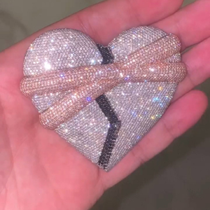 Pulsera de Lujo con Diseño de Corazón Roto con Incrustaciones de Moissanita, Chapada en Rodio y Oro Rosa, Estilo Hip Hop, Regalo para Fiestas - Product Image 5